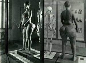 African Slavery Black Venus being Exhibited in Museum
